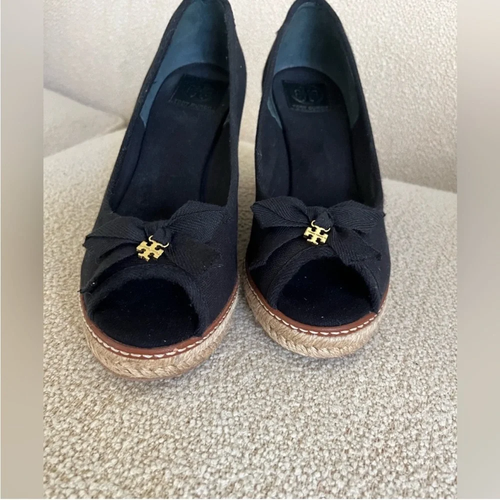 Tory Burch Open toe Jackie wedges.